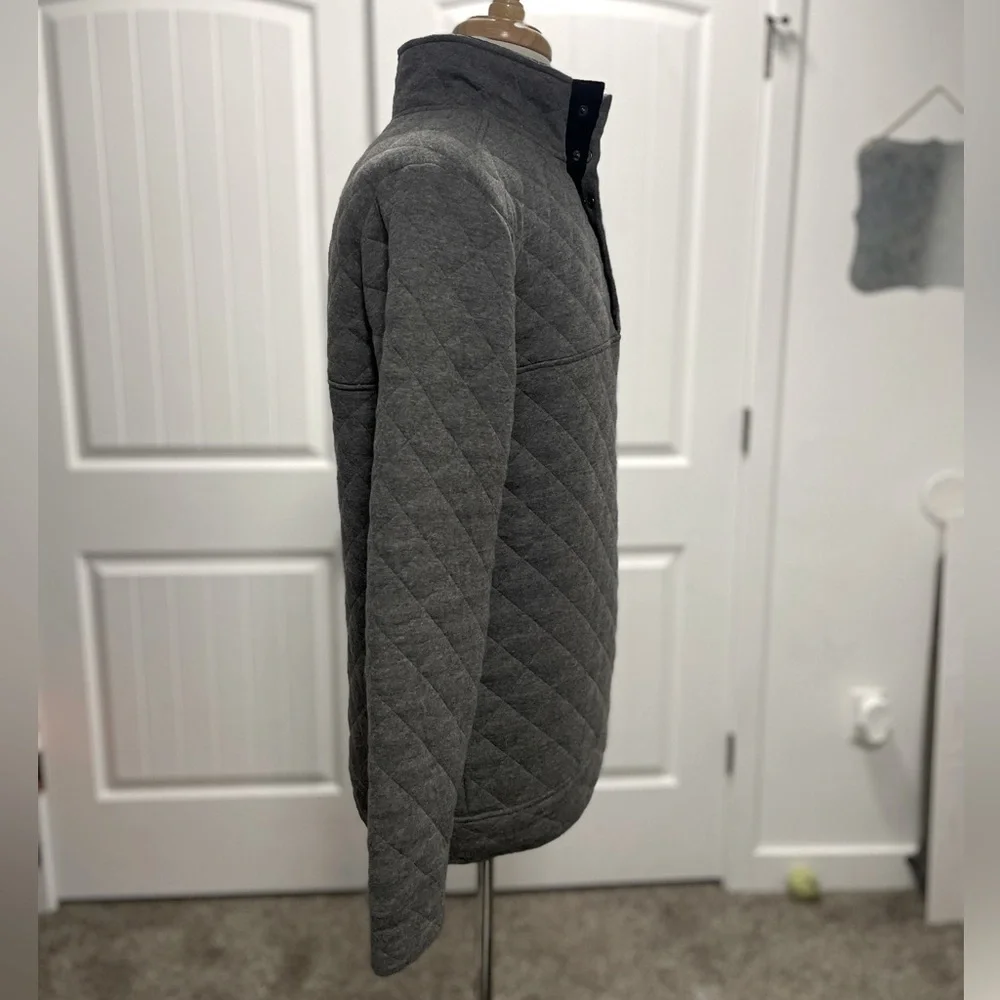 Quarter Snap Quilted Fleece Pullover Jacket - Heather Charcoal - Medium - Picture 2 of 5